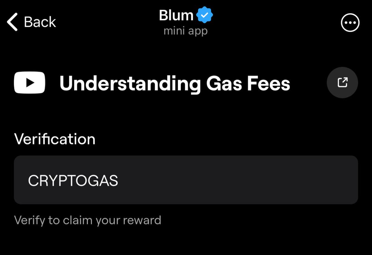 OlaLee2022's tweet image. BLUM New Task !!!

Task : Understanding Gas Fee
Ans : CRYPTOGAS 

Link: t.me/blum/app?start… 

#Blum #blumcodes