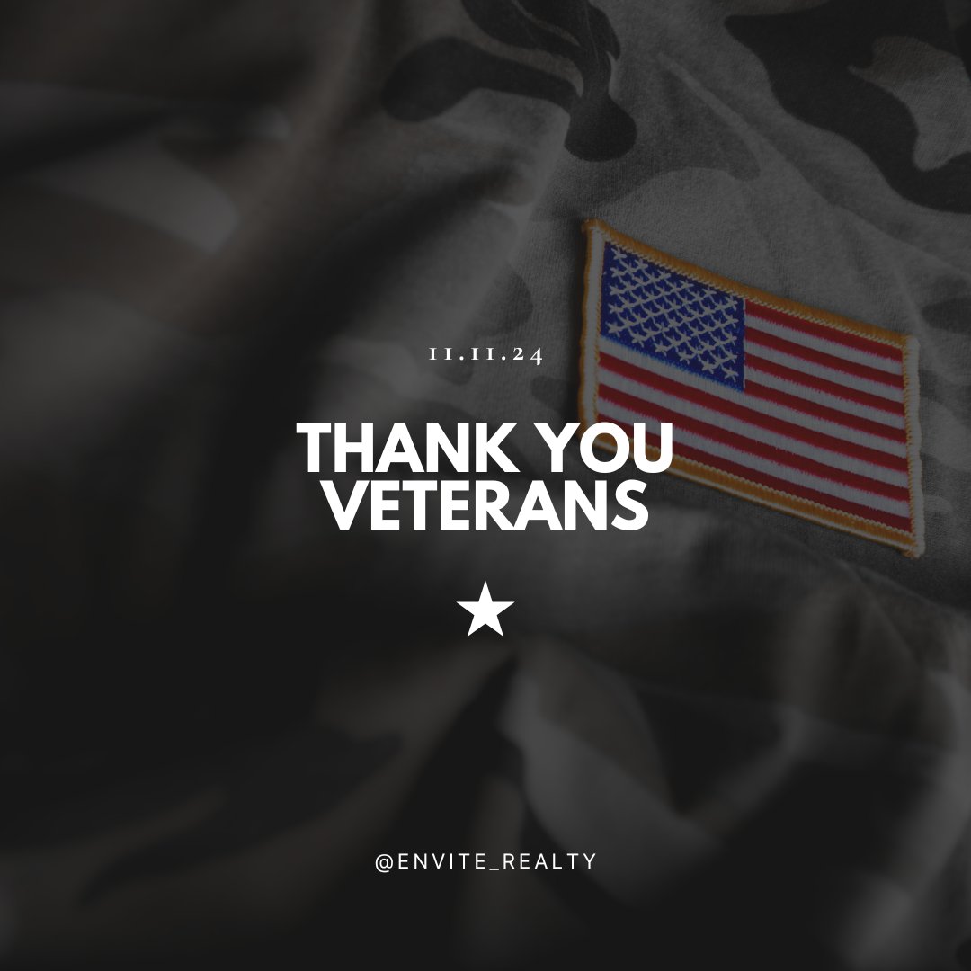 EnviteRealty's tweet photo. To all of our Veterans, thank you! There aren’t enough words to show our gratitude for all the troops who serve our country. Today and everyday we honor, respect, and support you. 🇺🇸 https://t.co/W1368L2AVN