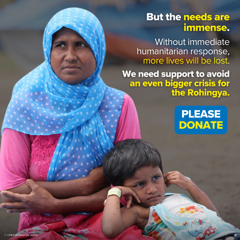 UN's tweet photo. Violence &amp; worsening living conditions in Myanmar, coupled with rising insecurity in Bangladesh, are forcing many Rohingya to risk their lives on perilous sea journeys in search of safety.

@Refugees works tirelessly to assist them, but greater support is crucial to save lives.