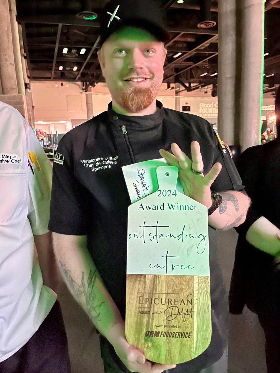 So proud of our Spencer's team, lead by chef Christopher Beck, winner of the 2024 Epicurean Delight Outstanding Entrée award. Make your reservation today at the award-winning Spencer's For Steaks and Chops. hil.tn/tunjns