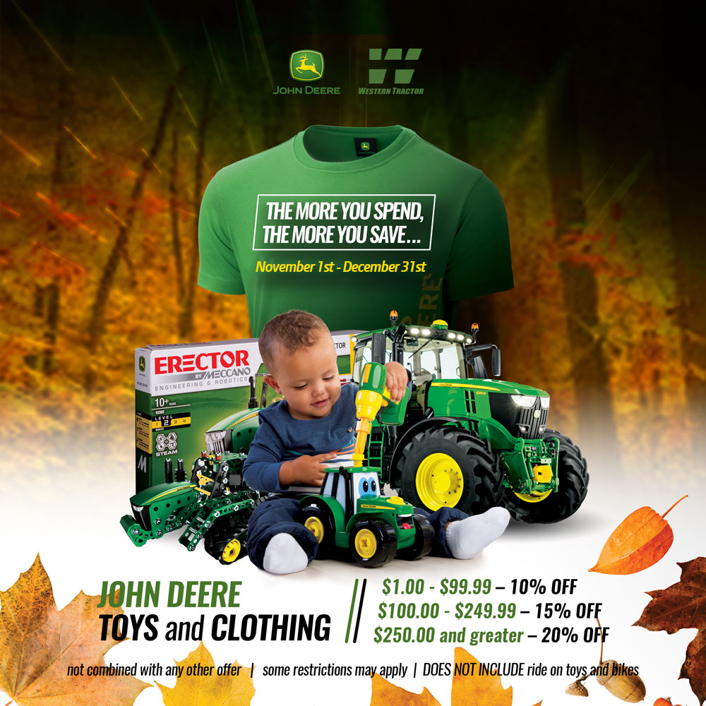 Western Tractor John Deere Toys and Clothing Sale! The more you spend the more you save!