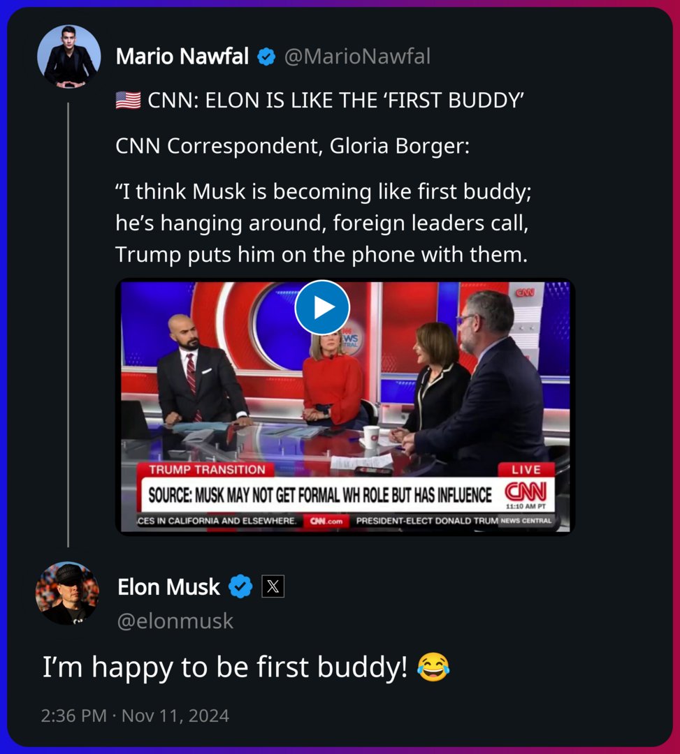 Elon Musk replied to Mario Nawfal https://t.co/b2PAIMRmTX