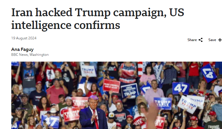 ka_kazee's tweet photo. @Anti_SLOBB @ArtOfDialogue_ "You blame for what exactly", Yo I literally explained twice...Trump killed Iran top general &amp; they have tried at least 3 times to kill Trump, they don't prefer him😋 They hacked his campaign &amp; gave the emails to the DNC.👇 All this because Trump escalated tensions &amp; got us here! https://t.co/sENpgMFSaH