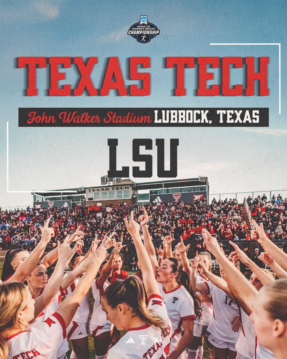 The matchup is set!

🆚 - LSU
🏆 - NCAA First Round
📅 - Friday, Nov. 15
🏟️ - John Walker Soccer Complex
⏰ - 7 p.m.
🎟️- wreckem.co/NCAASoccerTixs
ℹ️ - wreckem.co/NCAASoccer

#WreckEm | <a href="/TechAthletics/">Texas Tech Red Raiders</a>