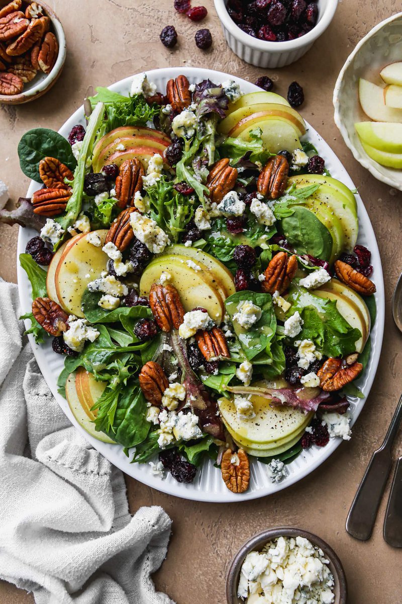 A crisp, tangy bite of autumn in every forkful. 😋 This simple Apple Cranberry Salad recipe is made with pecans, mixed greens, gorgonzola, and a homemade maple dijon dressing. It’s ready in just 20 minutes – perfect for your holiday menus and beyond! walderwellness.com/apple-cranberr…