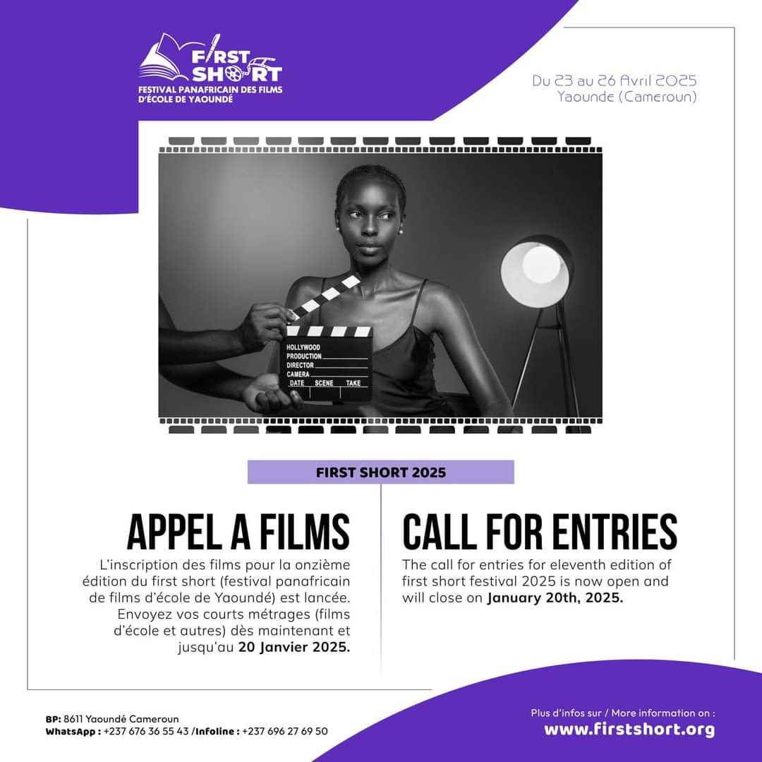 firstshort's tweet photo. 📌 FESTIVAL PANAFRICAIN DES FILMS D’ÉCOLE DE YAOUNDÉ : ACTE 11 📌
✨ Chers Professionnels, amateurs, et amoureux du septième art en général et du film d’école en particulier. Grande est notre joie de vous annoncer le lancement de L’APPEL À FILMS du #FIRST_SHORT ✨ https://t.co/yW5B23M3MC