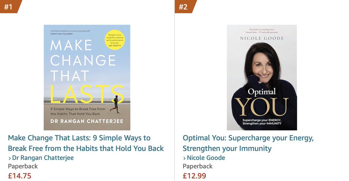 As much as I love <a href="/drchatterjeeuk/">Dr Rangan Chatterjee</a> and being number 2 to him is quite an accomplishment in itself, I’d still like to get to number 1 😂 get your copy now 

amazon.co.uk/Optimal-You-Su…