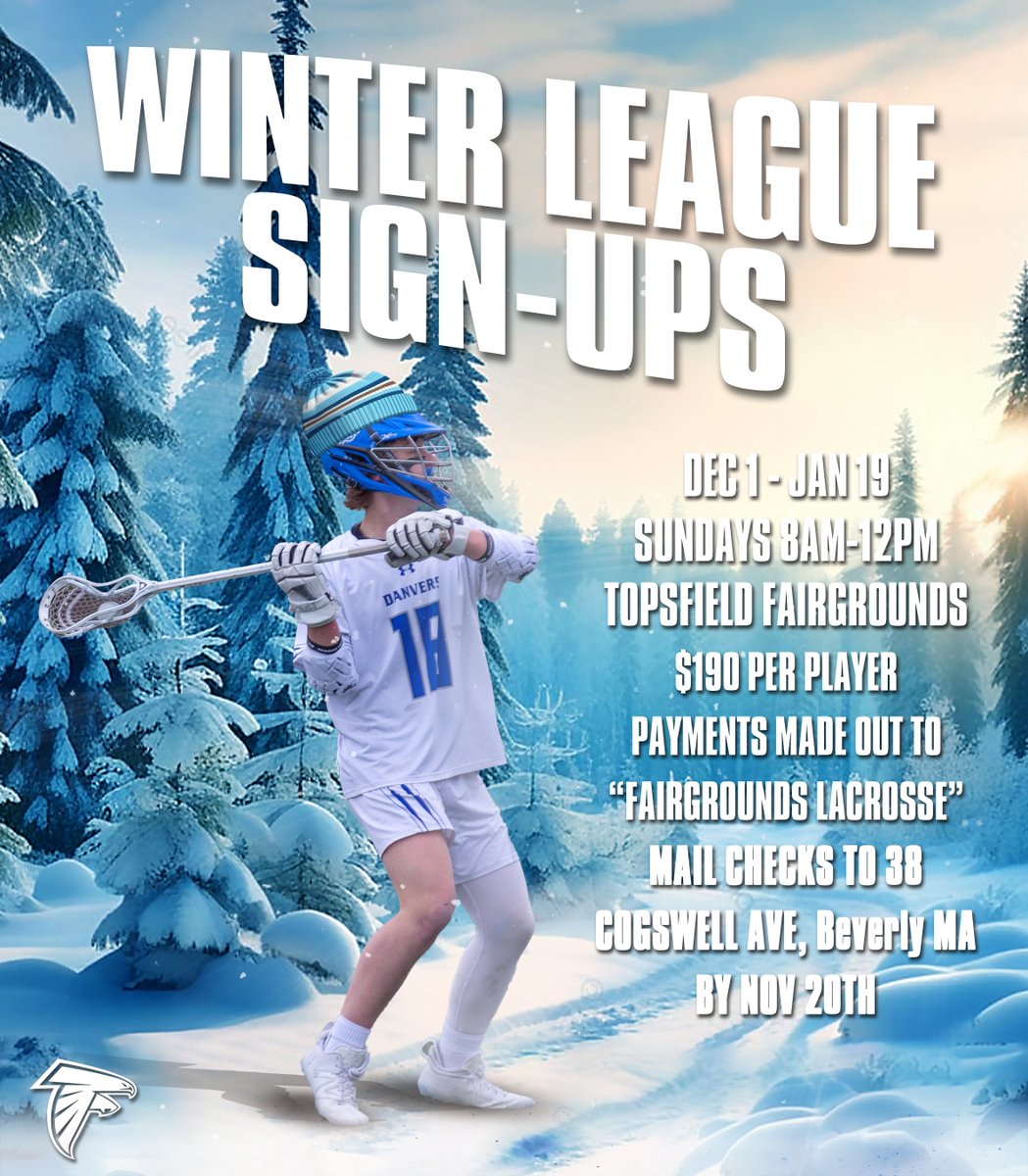 ❄️ Winter League Sign-Ups! ❄️

Get ready for winter league! Sign up for the winter season and keep your skills sharp! 🥍

📅 Session 1 Dates: Dec 1 - Jan 19
🕗 When: Sundays, 8AM-12PM
📍 Where: Topsfield Fairgrounds
💵 Cost: $190 per player

Don't miss out!