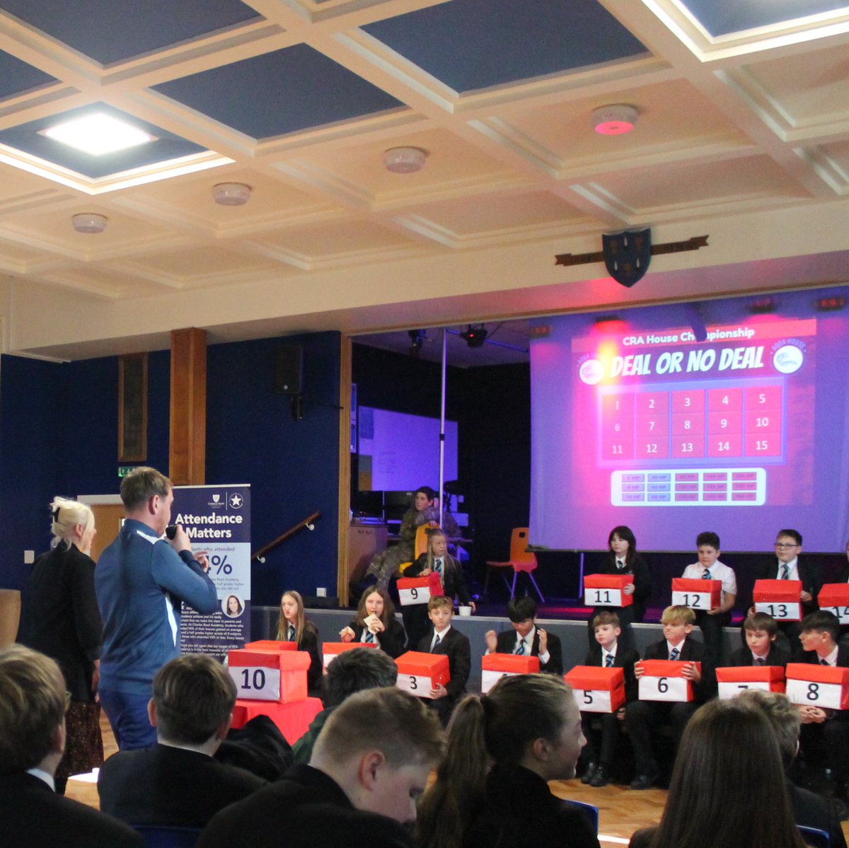 CRA House Championship (@cra_housechamp) on Twitter photo Well done to Ms Graham & Aqua for a great game of house Deal or No Deal <a href="/Charles_Read_/">Charles Read Academy</a> today… So unlucky to come away with only 5 HPs! Deserved alot more for the courage displayed throughout 👏🏻🔵
Up next is Mr Aram and Caeli … How many points will be going to Caeli’s total? 🟡 Well done to Ms Graham & Aqua for a great game of house Deal or No Deal <a href="/Charles_Read_/">Charles Read Academy</a> today… So unlucky to come away with only 5 HPs! Deserved alot more for the courage displayed throughout 👏🏻🔵
Up next is Mr Aram and Caeli … How many points will be going to Caeli’s total? 🟡
