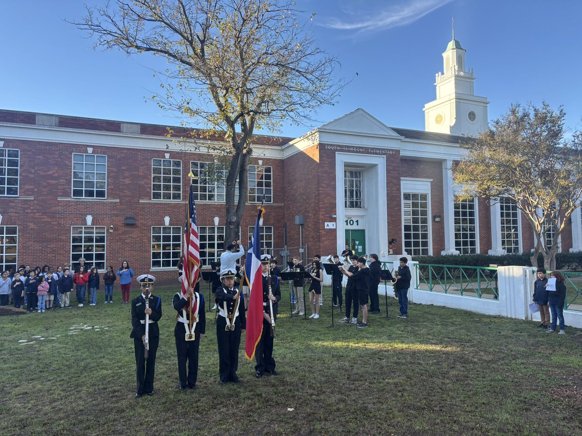 Celebrating the service of our veterans with <a href="/HeightsFWISD/">Arlington Heights High School</a> ROTC and <a href="/StriplingFWISD/">Stripling Middle School</a> band. Thank you for your service.