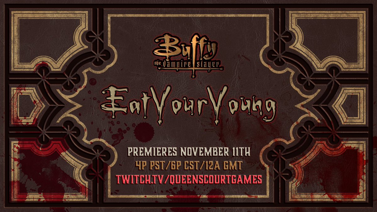 QueensCourtRPG's tweet photo. "In ever generation, there is a chosen one..."

Join us tonight at 6pm CST/4pm PST as we take our first foray into the #buffythevampireslayer TTRPG! https://t.co/nMY2Ef39ju
