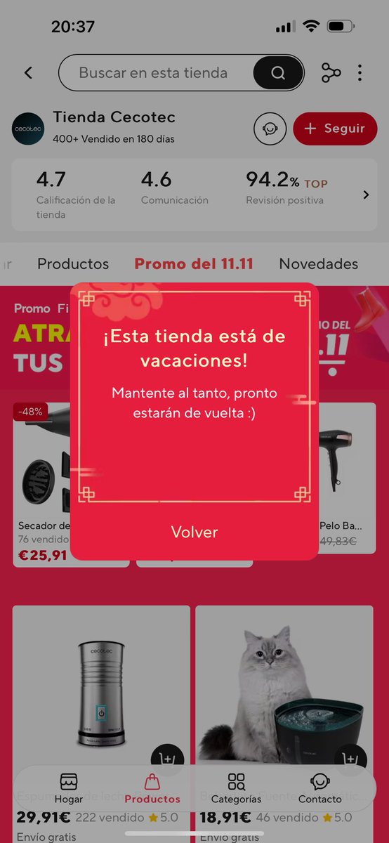 Sony2k's tweet photo. @CECOTECoficial os anunciáis en el 11/11 de AliExpress y tenéis la tienda cerrada?? Muy bien… https://t.co/zxVrC0DVrf