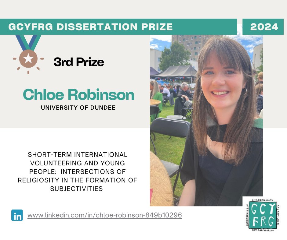 GCYFRG (RGS-IBG) (@gcyfrg) on Twitter photo Our GCYFRG 2024 RGS/IBG Undergraduate Dissertation Third Prize winner is Chloe Robinson, <a href="/dundeeuni/">University of Dundee</a>. Our GCYFRG 2024 RGS/IBG Undergraduate Dissertation Third Prize winner is Chloe Robinson, <a href="/dundeeuni/">University of Dundee</a>.
