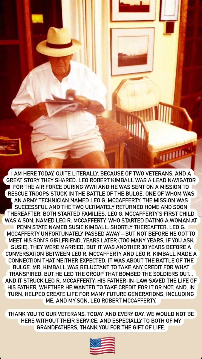 This is a personal story but it’s a powerful one. Thanks to everyone who has served our country, especially my grandfathers.