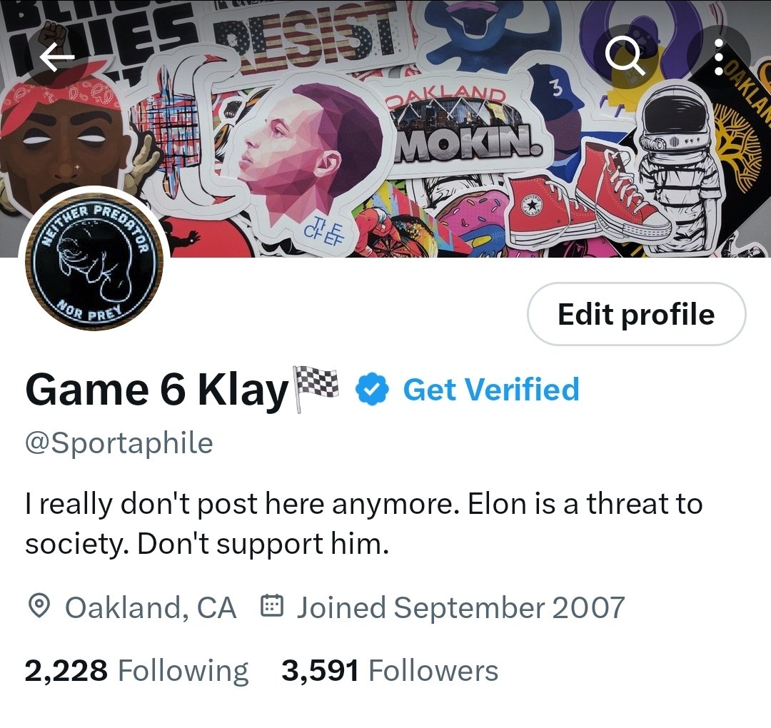 Sportaphile's tweet photo. It's been real, Twitter ✌🏽

Will be back if Elon dies. https://t.co/1LsszfE7FJ