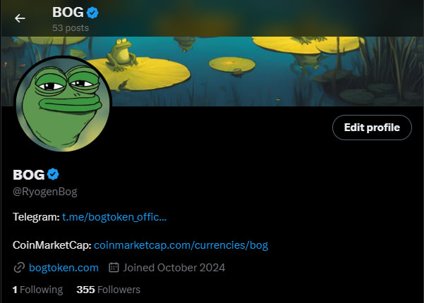 RyogenBog's tweet photo. Congratulations! The Twitter account is officially verified!

$BOG the Lord of the Frogs
#BOG the #Bitcoin of #Memes https://t.co/FohLpiskIj