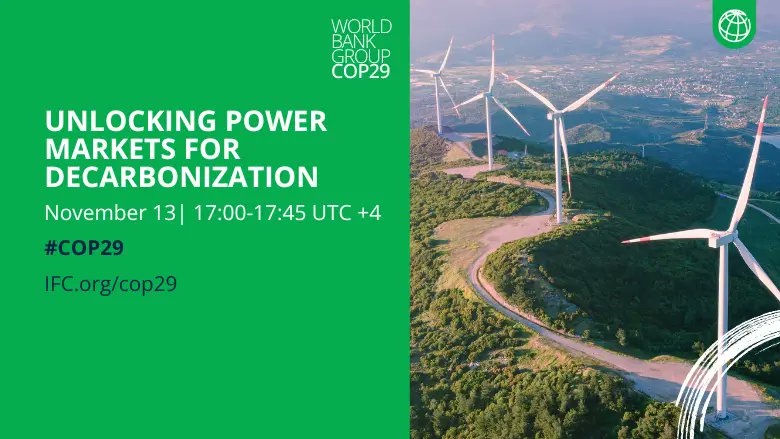 IFC_ECA's tweet image. ⚡️🔓Global leaders are joining @IFC_org to discuss innovative strategies to attract private investment, scale up renewables, and expand energy access.
🗓️Nov. 13
🕔5 PM (GMT+4)
🌐WBG Pavilion &amp;amp; wrld.bg/kooZ50U3Zbf #COP29 #AcceleratingtheTransition