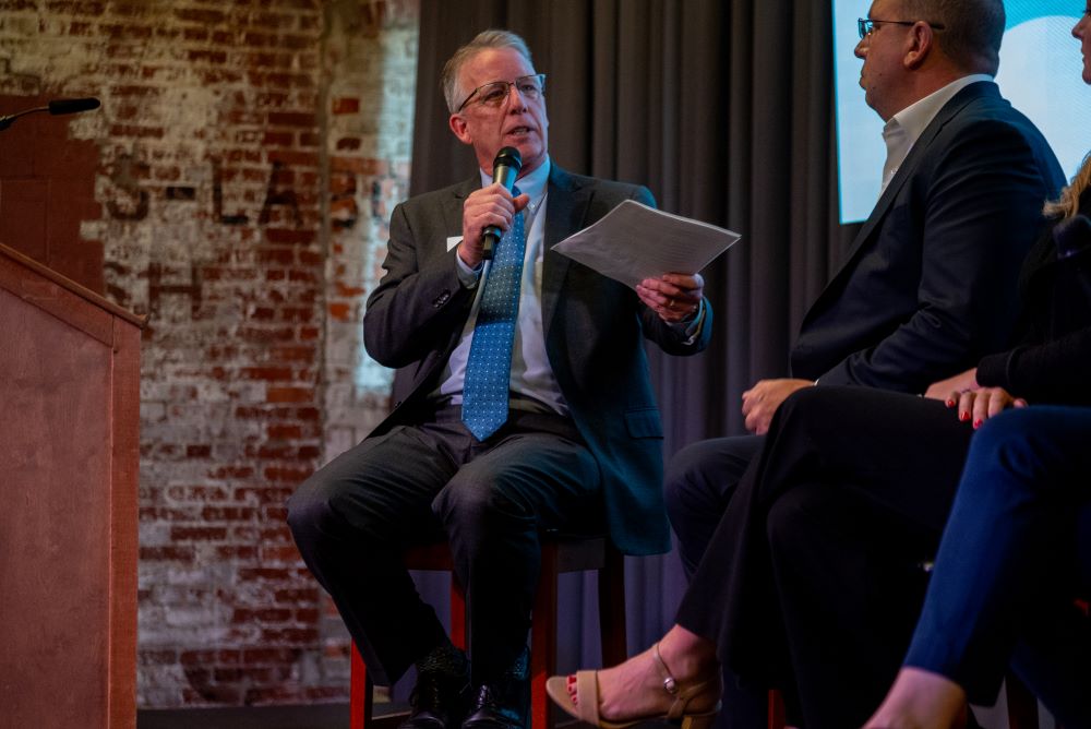 SGFChamber's tweet photo. Inspired by the recent CLV to Durham, NC at #GoodMorningSGF, local leaders shared takeaways on regionalism, community visioning and bold leadership.

Thank you Presenting Sponsor @ForvisMazarsUS, November Sponsor Phelps County Bank and our hosts The Old Glass Place. https://t.co/ahvo4fDW4K