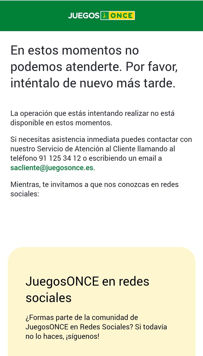 juanca_sev's tweet photo. En un sorteo importante los problemas del cupón de la ONCE @ONCE_oficial hacen flaco favor a la credibilidad de la organización: así aparece la web ¿qué está ocurriendo? https://t.co/R4b9TCjXH0