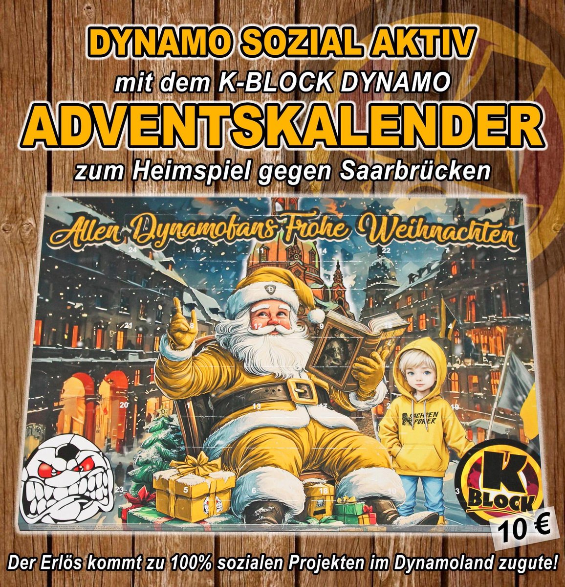 K_BLOCK_DYNAMO's tweet image. Zum Heimspiel gegen den 1.FC Saarbrücken wird dann auch in diesem Jahr wieder der Schoko-Adventskalender des K-BLOCK DYNAMO (10 €) an allen Stadioneingängen im RHS erhältlich sein.

#sgd1953 #dynamoland #dresden #dynamosozialaktiv #sportgemeinschaft
