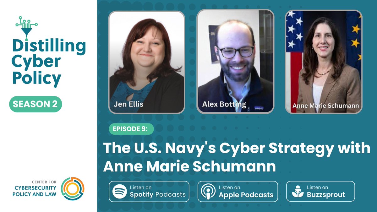 CyberSecCenter's tweet photo. How does the @USNavy protect its critical infrastructure and cyber assets? Find out on our latest #Distillingcyberpolicy episode with Anne Marie Schumann, the Navy’s lead #cybersecurity advisor. 
Listen here:
https://t.co/jJBSayfRqU https://t.co/VtseeQXtsn