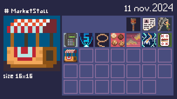 kaslipko's tweet photo. @Pixel_Dailies #pixel_dailies #pixelart #marketstall #16x16 #aseprite https://t.co/7oUZJ44tbU