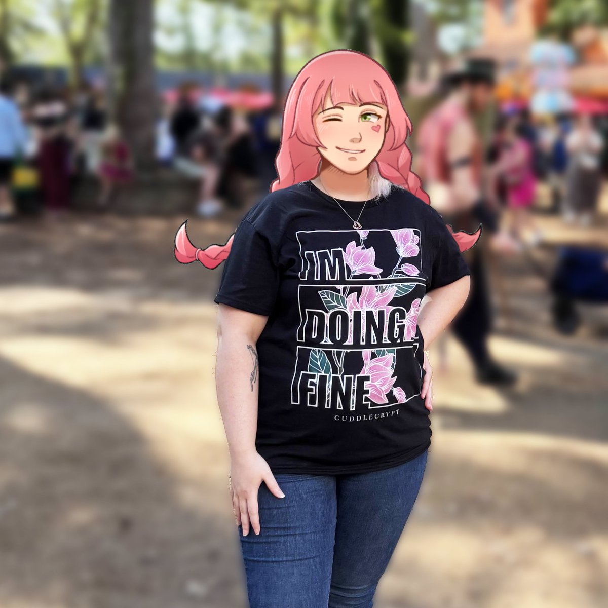 syrammie's tweet image. This last weekend, I got to flex my #CuddleCrypt gear at #TRF ! 

The shirt was so nice, soft, and light~! Kept me feeling cool even in the blazing sun! 😍

You can get one too! Plus get 10% off with code SYRAMMIE ❤️

cuddlecrypt.com

#vtuber #ImDoingFine