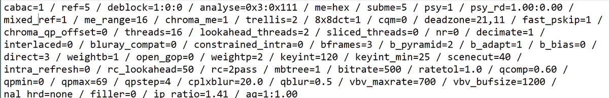 FFmpeg's tweet photo. Here are their x264 settings: https://t.co/SwK6RwchOC