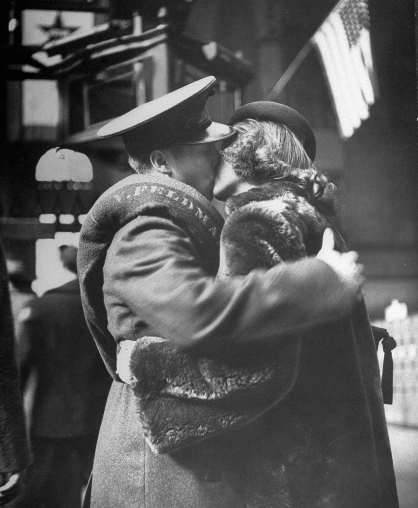 Me and my husband (@rockandrollpt3) kissing before he departs off to the trenches (college) and I send him multiple letters (texts) to check if he’s still alive