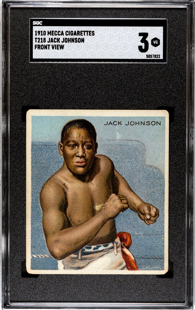 prewarcards's tweet photo. I've owned at least a half-dozen examples of this Jack Johnson T218 Champions card over the years. Here are four of them. https://t.co/n4i2GwMN5I
