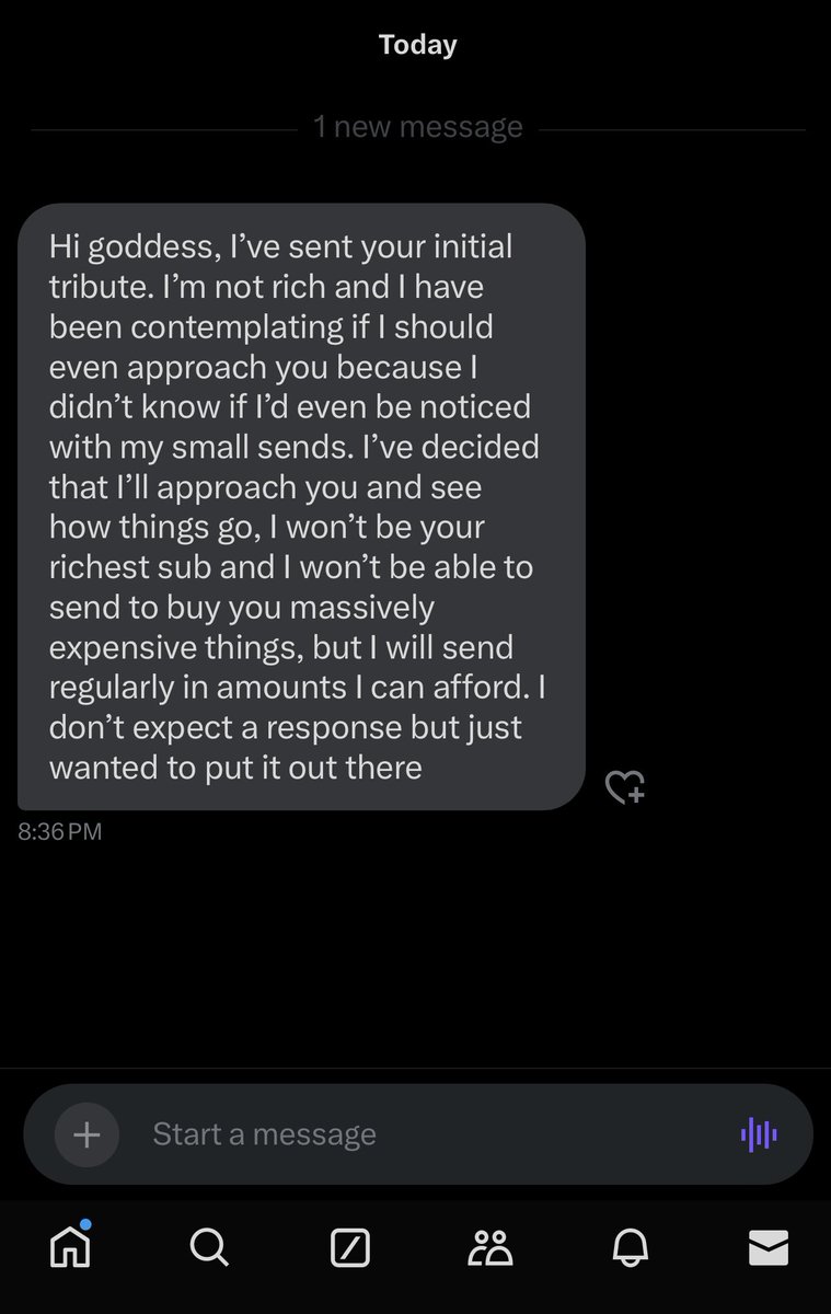 Take this as a note to any sub who doesn’t think he isn’t rich enough or not good enough. There is no need to feel like that. Yes there may be some who won’t accept or acknowledge smaller sends, but there is someone out there who will