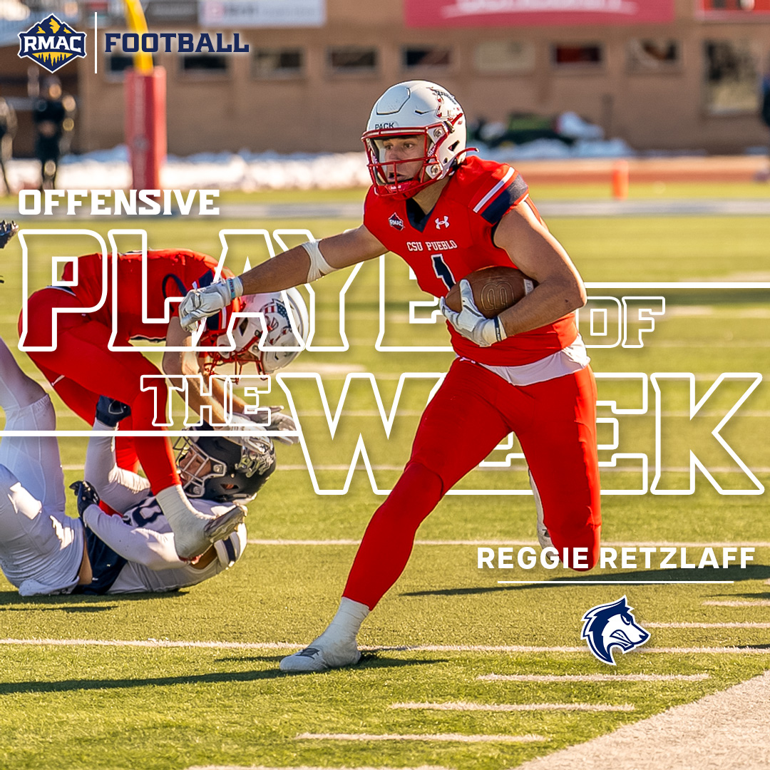 RMAC Sports (@rmac_sports) on Twitter photo RMAC Offensive Player of the Week!
<a href="/CSUPFootball/">CSU Pueblo Football</a> wide receiver Reggie Retzlaff!
#EverythingElevated RMAC Offensive Player of the Week!
<a href="/CSUPFootball/">CSU Pueblo Football</a> wide receiver Reggie Retzlaff!
#EverythingElevated