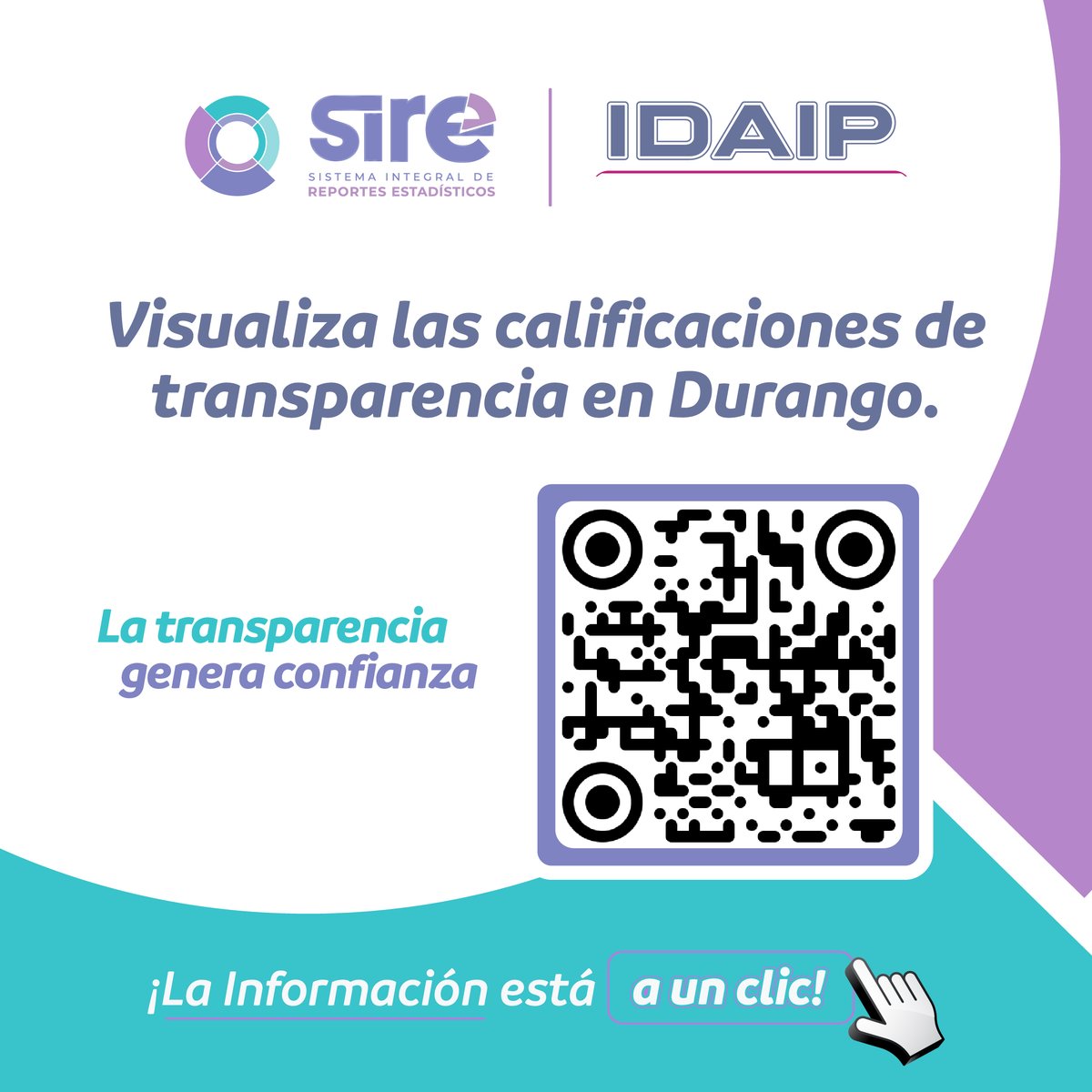 #Entérate | El <a href="/IDAIP_DURANGO/">IDAIP</a>  creó una plataforma digital innovadora  llamada #SIRE donde con solo tres clics las y los ciudadanos pueden ver el avance de la información que cargan cada uno de los sujetos obligados.