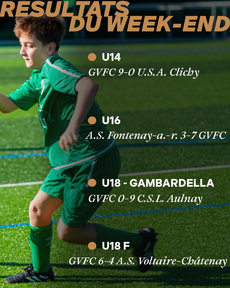 Gvfc_92's tweet photo. ⚽ Par ici les résultats ! 

Découvrez les résultats de nos équipes après ce nouveau week-end de compétitions ! 

En vert et blanc ! 🟢⚪ https://t.co/7StF84EiY9