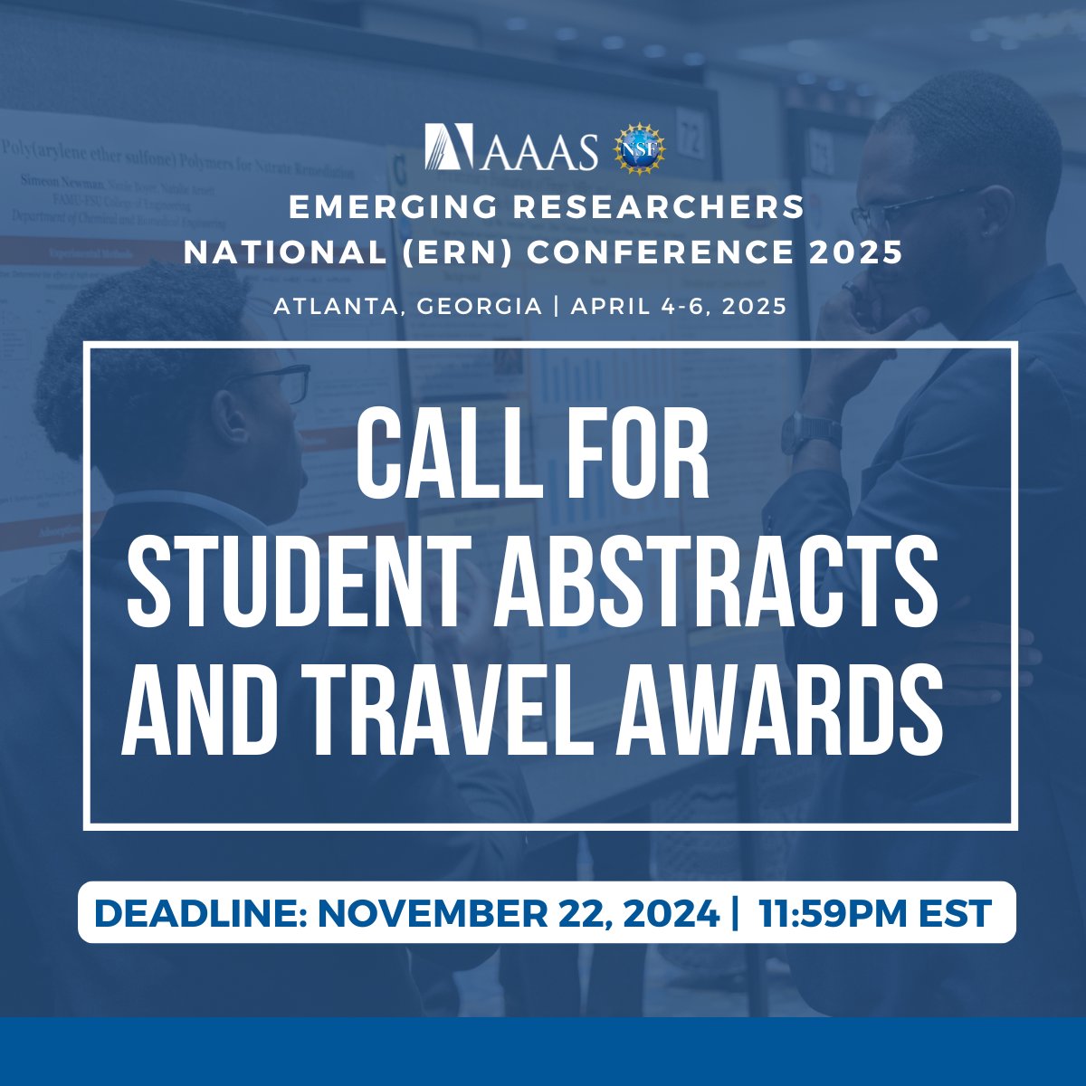 Apply NOW to present your STEM research at ERN 2025 in Atlanta! The 2025 Emerging Researchers National (ERN) Conference has opened student abstracts and travel awards!   Apply before the deadline on Nov. 22nd at 11:59pm EST abstracts.emerging-researchers.org.

#ERN2025