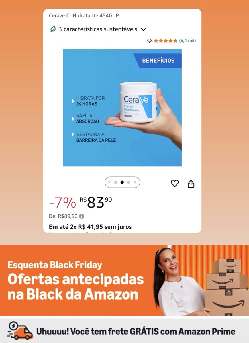sigadicasepromo's tweet photo. Aproveite essa super promoção a grama sai por R$ 0,18 😱😱
Excelente hidratação para peles secas e oleosas também !

🛒 Compre aqui: https://t.co/zvOClddXx1
  
#acheinaamazon https://t.co/bTS5ghF1Id