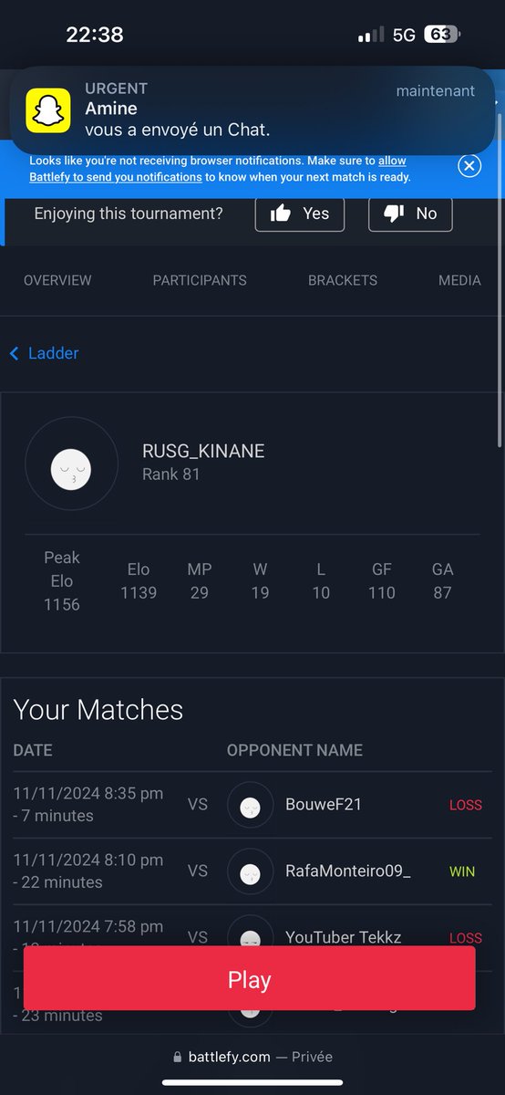 Top 81 pour ce ladder en ayant jouer 4 jours sur 7.

Rendez vous samedi 🙏🏼.