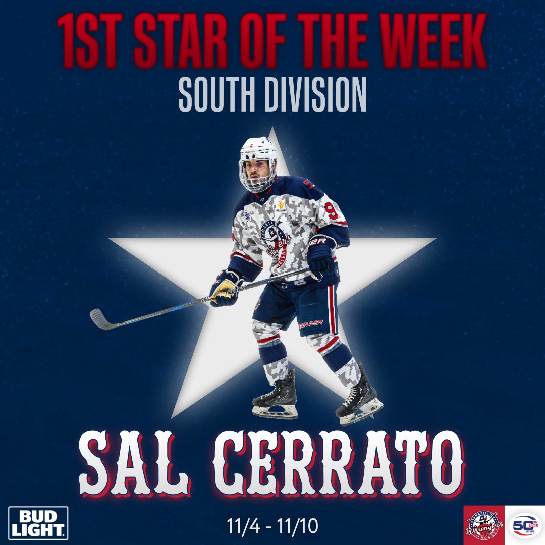 ⭐️ Sal Cerrato has been named the NAHL’s South Division 1st Star of the Week! ⭐️