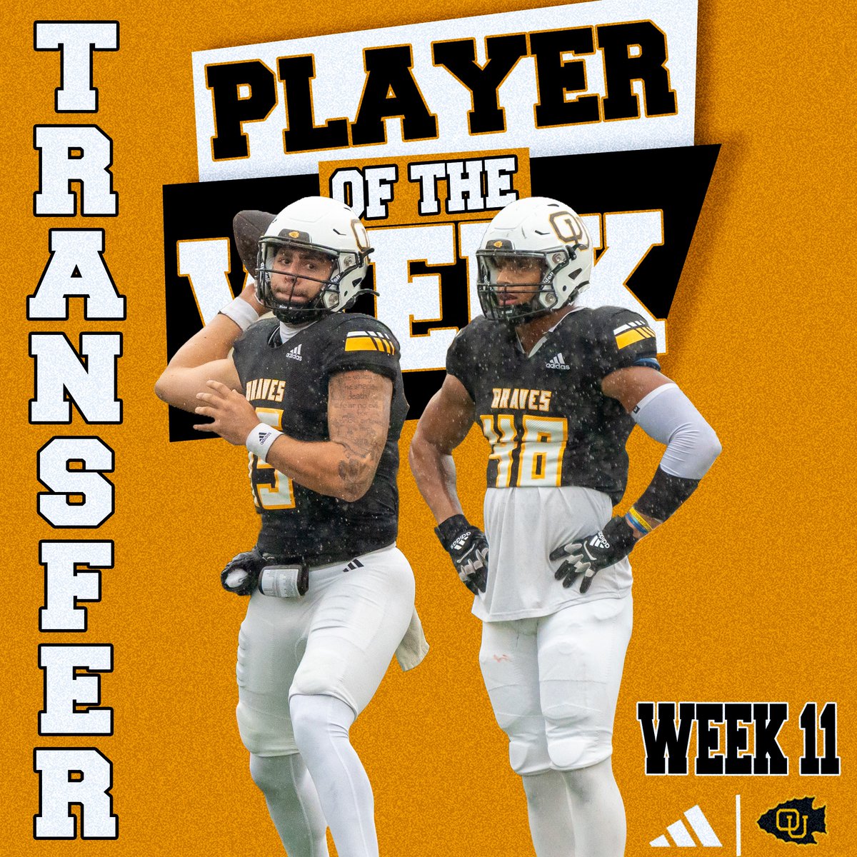 WEEK 11 PLAYERS OF THE WEEK (Part 1):

Offense: De'Anthony Curtis
Defense: AJ Hemphill
Special Teams: Sean Hurst
Co-Transfer: Taylor Eggers and Teagan Flynn