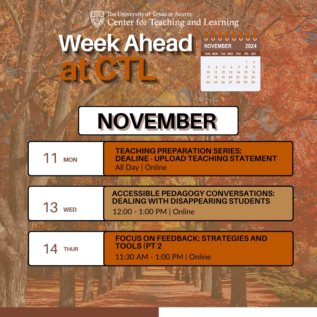 This Upcoming week at CTL! 
for more info, visit:  linktr.ee/ctl_ut