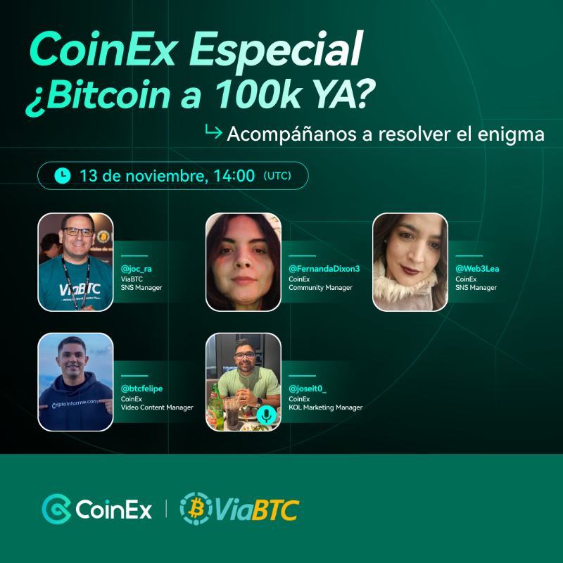 CoinExSpanish's tweet photo. ¿Bitcoin a $100k YA? 🚀

¿El mercado aguantará tanta euforia? Nosotros estamos locos ya. 😹

@joc_ra de @ViaBTC_Spanish se suma al equipo de CoinEx para intentar resolver el enigma.

Miércoles 13/11, desde las 14:00 UTC. 

👇Configura tu recordatorio: