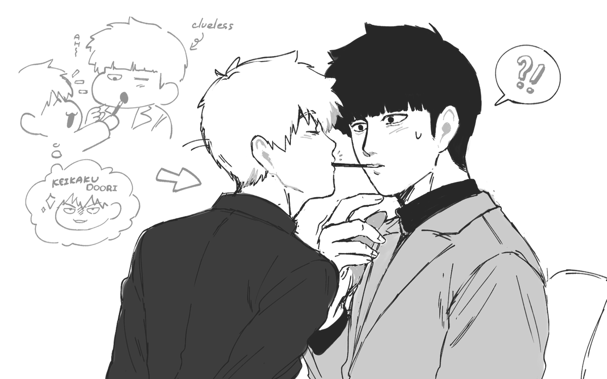 hitsuji_mbr's tweet photo. Pocky Day (late) 
逆転師弟/age swap
 #モブ霊 #mobrei https://t.co/pRuyi9NkOX