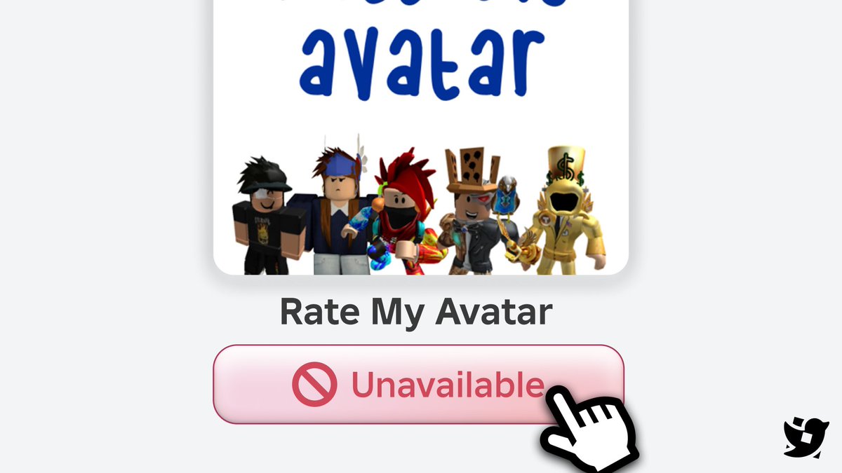 Roblox_RTC's tweet photo. Rate My Avatar has been placed under review.