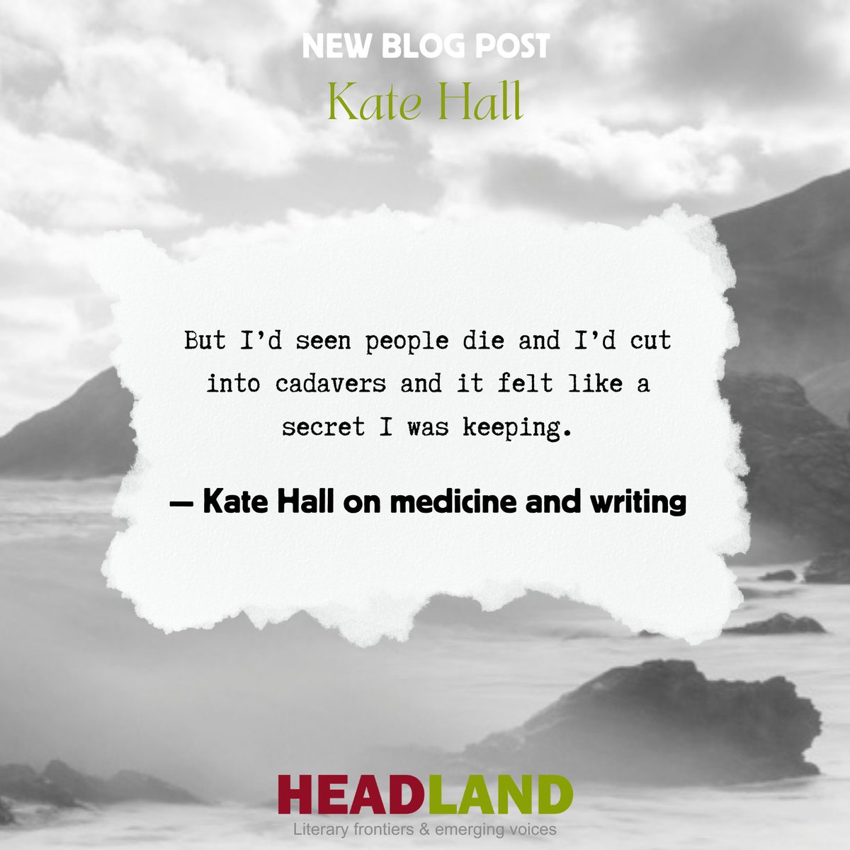 HeadlandJournal's tweet image. New blog! Kate Hall discusses the influence her medical experience has on her writing in our latest blog post. headland.org.nz/blog/kate-hall…

Kate's first published story 'A Life in 36 Corpses' is also available in Issue 22. headland.org.nz/issues/issue-2…

📸: photo taken by Oluwaseyi Johnson