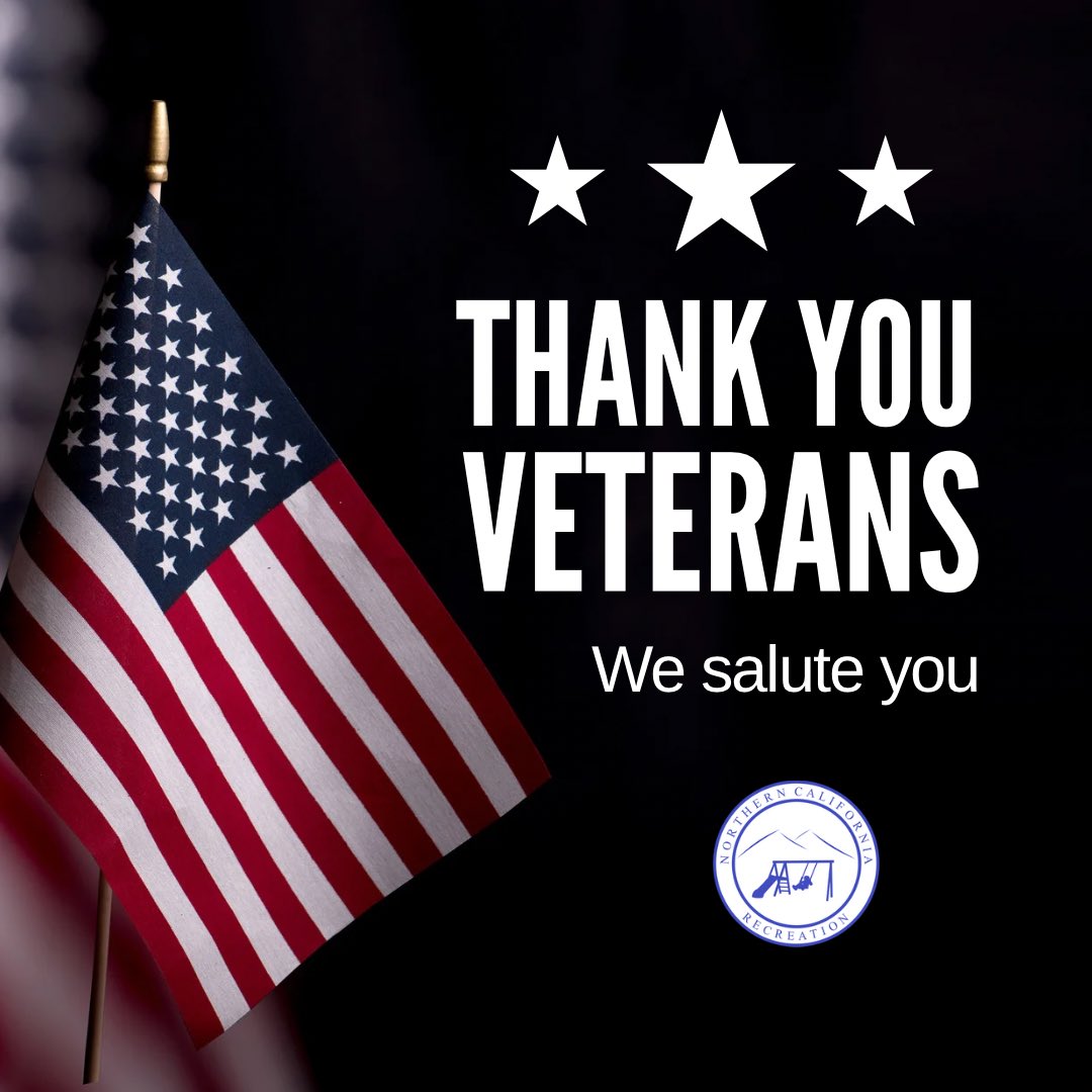 NorCalRec's tweet image. This #veteransday, we honor the bravery, strength, and sacrifice of all who’ve served. To the veterans who protect our freedom—thank you. Today and every day, we are grateful. #honoringheroes #northerncaliforniarecreation