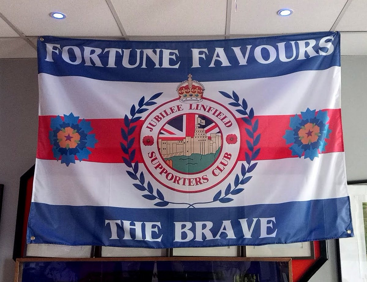 JubileeLinfield's tweet photo. The club flag looking resplendent. #Linfield https://t.co/PCGeNfv9No