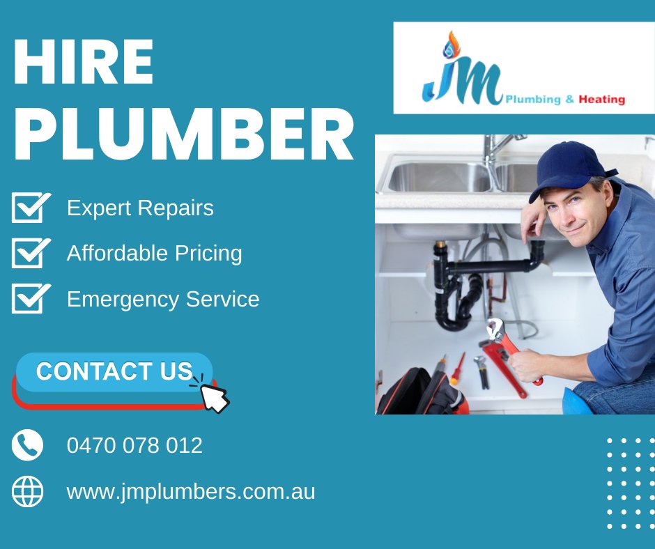 PlumberCranbour's tweet photo. Got a plumbing issue? 🚰 JM Plumbing and Heating is here to handle it all, from leaky faucets to emergency repairs and water heater installations! 
Contact Information
Phone Number: 0470 078 012
Email: info@jmplumbers.com.au

#JMPlumbingAndHeating #PlumbingServices https://t.co/tGO9Iv3CiG