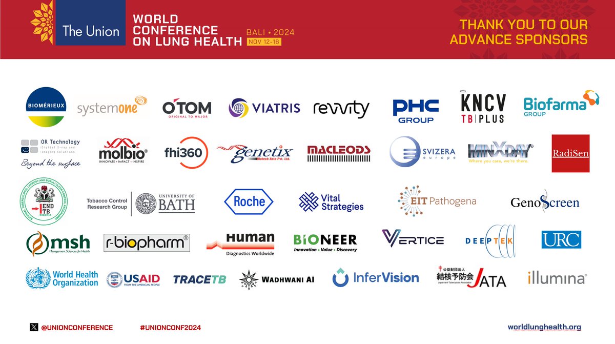 UnionConference's tweet image. #UnionConf2024 kicks off today. We are excited to start this journey with our Advance sponsors @MolbioDx @MSHHealthImpact #NTPNigeria #ORTech #OTOM #PHCGroup @rbiopharm #Radisen @revvityinc @roche #Svizera @SystemOneCo @urcintl #Vertice @vitalstrat @wadhwaniai @biofarmaID @BathTR