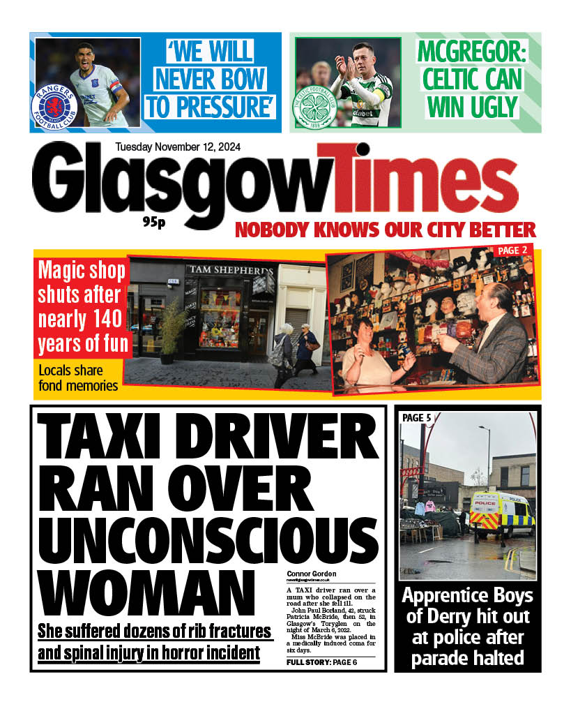 Glasgow Times: "TAXI DRIVER RAN OVER UNCONSCIOUS WOMAN"
<a href="/ConnorGordon_/">Connor Gordon</a> leads for <a href="/Glasgow_Times/">Glasgow Times</a>.
FULL STORY: t.ly/ufuCE
A Taxi Driver ran over a mum who collapsed on the road after she fell ill.
#GlasgowTimes
#IBPapers
#TomorrowsPapersToday