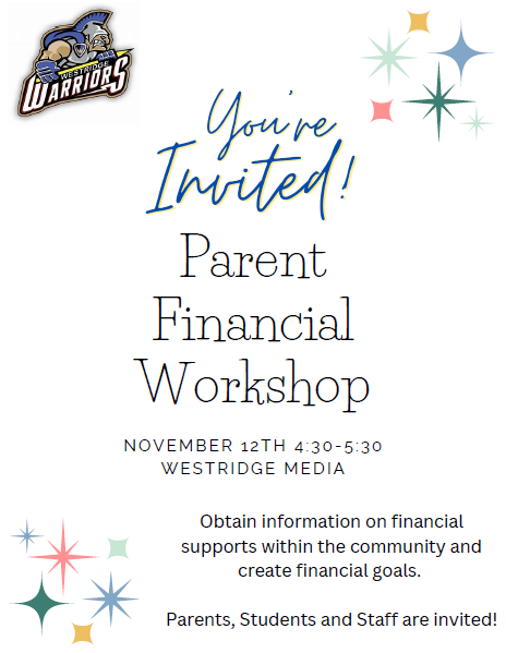 MiddleWestridge's tweet photo. This is a reminder that our Parent Financial Literacy Workshop is tomorrow, Tuesday, November 12, 2024, from 4:30 p.m. to 5:30 p.m. We look forward to seeing you here. https://t.co/CdnhkXRYHl